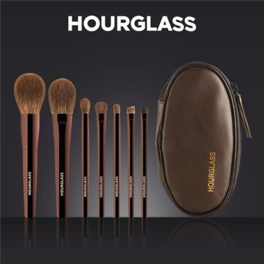 Hourglass Makeup Brush Set Mini Portable 7 Pcs, High Quality Soft Brushes New